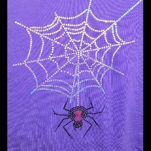 NWT Womans VNeck Spangle Black Widow Shirt